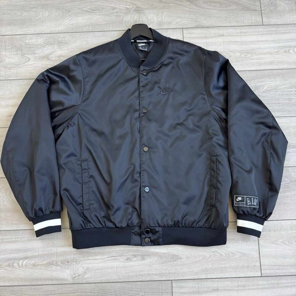 Nike Air Satin Varsity Bomber Jacket In Black Men’s, Size XL